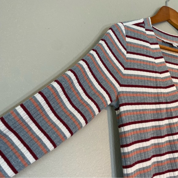 Loft Stripe Ribbed Button Down Long Sleeve Duster Cardigan Dress Size XXS - Picture 10 of 16